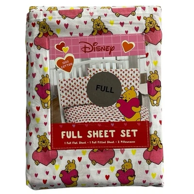 Juego completo de sábanas Disney blancas con corazones Pooh San Valentín estampado 100 % algodón Foto 1 de 4