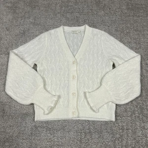 Spartina 449 Nadine Cardigan Sweater Womens XS Ivory Mohair Wool Button Front - Picture 1 of 9