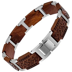 Holzwerk CLASSEE Damen Herren Holz & Edelstahl Armband Gliederarmband braun - Bild 1 von 7