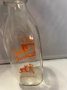 Welsh Farms 1 Quart Milchflasche Long Valley NJ geprägtes Glas Molkerei Vintage - Bild 1 von 4