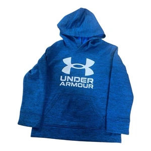 Under Armour Hoodie Boy's Blue Sweatshirt Pullover Polyester Logo Youth Small - Picture 1 of 5