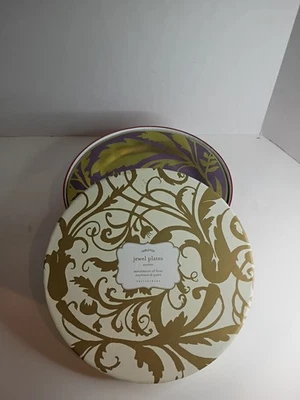 Juego de 4 Platos Joya Pottery Barn 9" Vacaciones Dorado Florentino Colorido En Caja Foto 1 de 4
