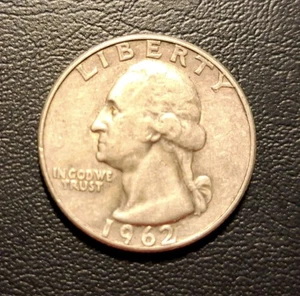 1962-D, Washington Quarter,90% Silver,DDR,Filled Mint Mark,Doubling In Lettering - Picture 1 of 12