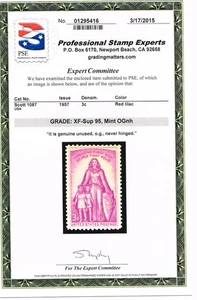EXCEPTIONAL GENUINE SCOTT #1087 MINT PRISTINE OG NH PSE CERT GRADED XF-SUPERB 95 - Picture 1 of 3