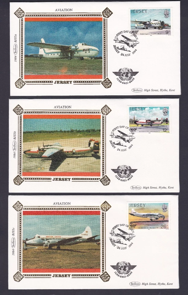 1984 JERSEY AVIATION DECIMAL STAMP BENHAM HIGH STREET SILK FIRST DAY COVERS #40 - Image 1 of 1