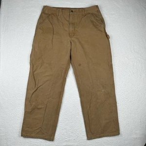 Pantalones de carpintero Carhartt para hombre 35x28 original peto calce B11 BRN ropa de trabajo - Imagen 1 de 13