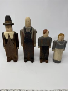 4 Wolf Creek 1986 handgeschnitzt Erntedank Pilger, Bauer und Kinder selten Vintage - Bild 1 von 16