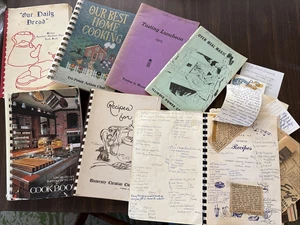 7 VTG Spiral Cookbooks Community Church Recipe Plastic Handwritten 60s 70s Lot - Picture 1 of 13