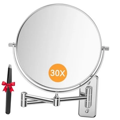 Espejo de Maquillaje Montado en Pared 1X/30X, 30X Lupa Doble Cara Cromo-1x/30x Foto 1 de 4
