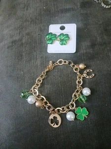 Glück Kleeblatt Armband und Kleeblatt Ohrringe - Bild 1 von 4
