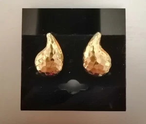 Vintage Ohrringe goldfarben gehämmert Träne Monet signiert - Bild 1 von 3