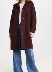 Vince Alpaca Wool Cardigan Coat Cherry Burgundy Wine S;NWT - Picture 1 of 21