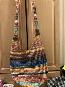 Madewell “WARM”Hobo Hippie Crossbody Multicolor Woven Carry All Bucket Bag!! - Picture 1 of 11