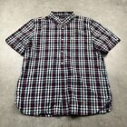 Fred Perry Red Turquoise Checkered Short Sleeved Button Down Shirt Mens XL
