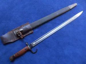 RARE ORIGINAL HOOKED QUILLON BRITISH M1907 SMLE BAYONET AND SCABBARD WITH FROG - Picture 1 of 12