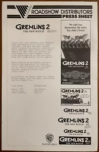 Gremlins 2 - The New Batch - 1990 - Australian Cinema Press Sheet - FREE POST - Bild 1 von 1