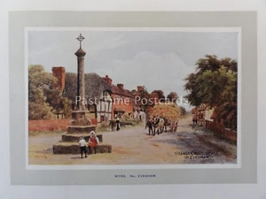 WYRE THE VILLAGE CROSS Cottages of Worcestershire c1920's PRINT A.R. Quinton - Picture 1 of 2