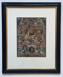 MONGOLIAN BUDDHIST THANGKA Framed Painting Antique - Picture 1 of 9