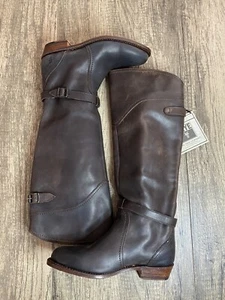 Frye 77561 Brown Dorado Riding Leather Knee High Equestrian Buckle Boots US 5M - Picture 1 of 5
