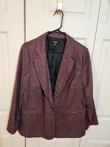 Notations Women's Suit Jacket Size 2X Black Red Beige Coat Lined - Picture 1 of 10