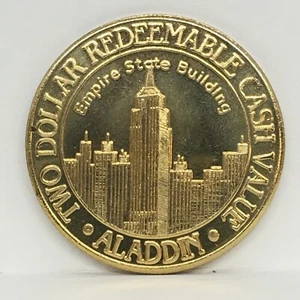 Aladdin Casino, Las Vegas, token de juego de $2, World's 7 Wonders ~ Empire State Build - Imagen 1 de 2