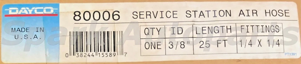 Manguera de aire para estación de servicio de 200 PSI DAYCO 80006 3/8" pulgadas x 25 pies (9,5 mm X 7,62 m) Foto 1 de 3