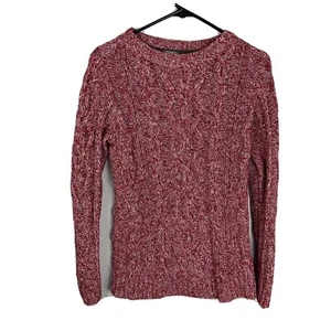 J. Jill Chunky Cable Knit Thick Pullover Sweater Women’s Size Small S Maroon - Bild 1 von 8