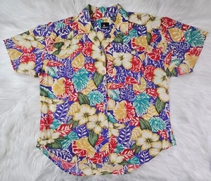 Camisa deportiva vintage Liz para mujer (L) colorida floral con botones 100 % algodón - Imagen 1 de 8