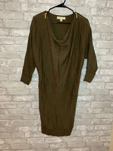 Michael Kors Zipper Shoulder Brown Sweater Dress size Medium - Picture 1 of 8