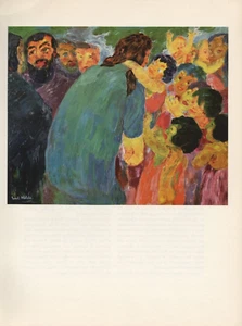 1959 Vintage EMIL NOLDE "CHRIST AND THE CHILDREN" COLOR offset Lithograph Print - Picture 1 of 2
