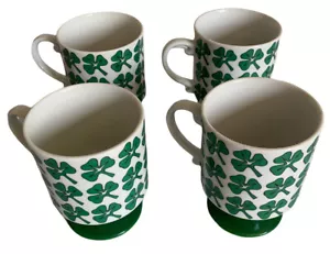 Vtg Holt Howard Shamrock Irish Pedestal Coffee Mugs Set 4 Japan 1973 St. Patrick - Picture 1 of 4