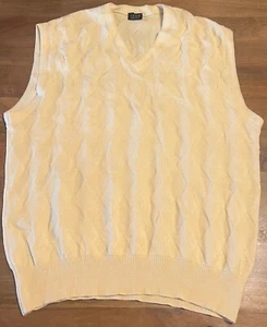Vintage Como Sport Made In Italy Light Yellow Knit Sweater Vest Merino Wool XXL - Picture 1 of 7