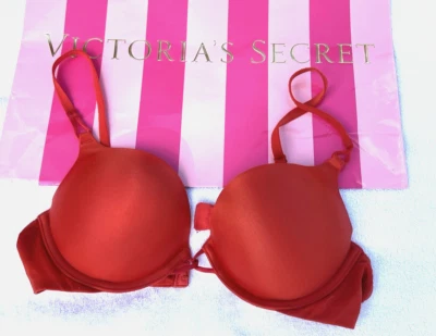 Victoria Secret Miraculous Plunge Bombshell Push Up Spice Orange Bra 36A - Image 1 of 4