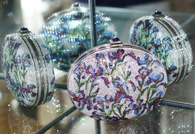 JUDITH LEIBER SWAROVSKI CRYSTAL IRIS GARDEN VANGOGH DREAM MINAUDIERE CLUTCH BAG - Image 1 of 4