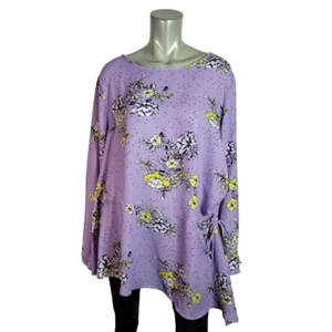 Top Ofelia Roe Talla Grande 3X Cremallera Lateral Ligero Floral Cuello Redondo Informal Púrpura - Imagen 1 de 6