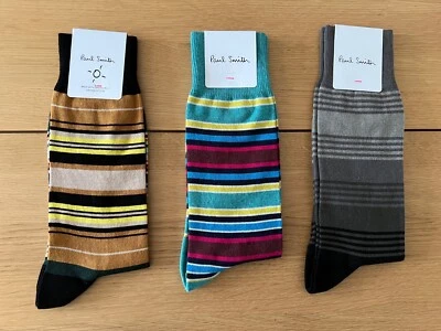 3 pairs paul smith mens striped designer socks (42)
