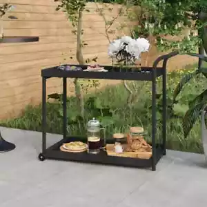 NNEVL Bar Cart Black 100x45x83 cm Poly Rattan - Picture 1 of 6