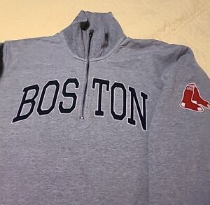 47 Brand MLB Boston Red Sox XL 1/4 Zip Pullover Gray BOSTON Spell Out & Patch