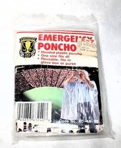 Vintage K Mart Emergency Poncho One Size Hooded Reusable Plastic Very Nice w/tag - Picture 1 of 2
