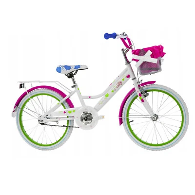 LILY 20" Kinderfahrrad Mädchenfahrrad Fahrrad für Mädchen Kinderrad WEISS-ROSA - Bild 1 von 4