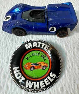 Hot Wheels Redline 1968 McLaren M6A Dark Blue Black Interior USA Made W Button - Picture 1 of 12