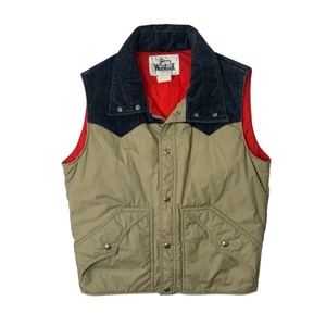 Vintage Woolrich Vest Mens M Medium Insulated Snap Button Navy Corduroy Fishing - Picture 1 of 10