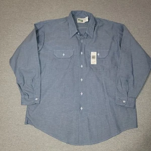 Vintage Key Apparel Shirt Men's 18.5 34.5 Long Sleeve Button Up Blue USA Made - Picture 1 of 9