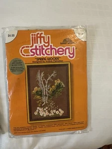 Jiffy Counted Cross Stitch Kit Spring Woods Sunset Designs 1978 Vintage #858 - Picture 1 of 2