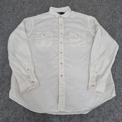 Polo Ralph Lauren Shirt Mens XL White Safari Military Double Pocket Linen Blend - Image 1 of 4