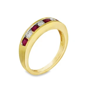 18kt Gelbgold Rubin & Diamant Halb-Ewigkeit Ring - 0,20ct - Bild 1 von 4