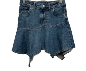 Free People Alara Minirock FESTIVAL Größe 4 Western Denim Cowgirl asymmetrisch - Bild 1 von 9