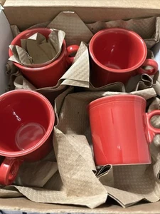 Tazze HLC Fiestaware rosso scarlatto manico anello tazza tè caffè lotto di 8 - Foto 1 di 5