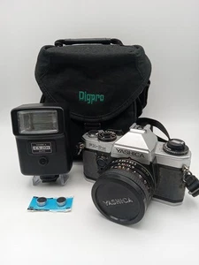 Yashica FX-D SE analoge Kleinbildkamera mit Kofferblitz neue Batterien getestet funktioniert - Bild 1 von 12