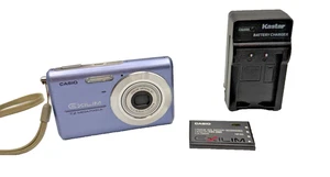 Casio EXILIM ZOOM EX-Z75 7.2MP Digital Camera - Blue Good Charger Battery Works - Picture 1 of 22